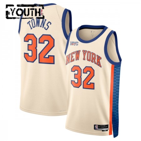 Camiseta Niños NBA New York Knicks Karl Anthony Towns 2025-26 Nike City Edition Blanco Swingman